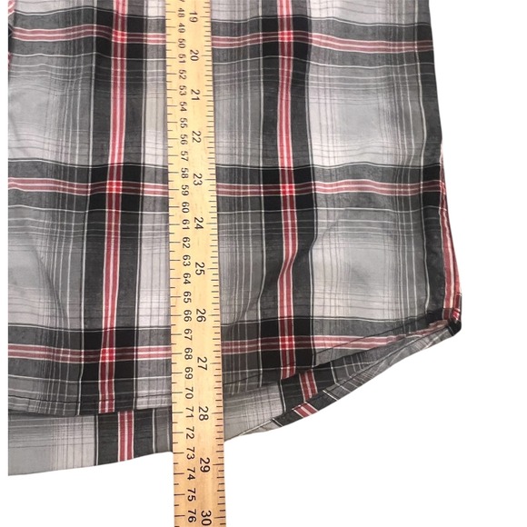 SOUTHPOLE Mens Long Sleeve Plaid Button Up Shirt Gray Red Black‎ Size L - Picture 4 of 5
